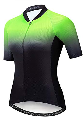 Damen Radtrikot Fahrrad Bekleidung Shirt Tops Jacke Sommer, Farbverlauf 3, XX-Large