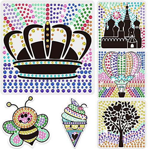 6 Sheets Suncatcher Kits for Kids Ages 6 7 8 9 10, DIY Diamond Painting Kit Ice Cream Tree Bee Castle for Girls Ages 6+, 5D Gem Diamond Window Art Craft Kits for Boys for Christmas Home Wall Decor