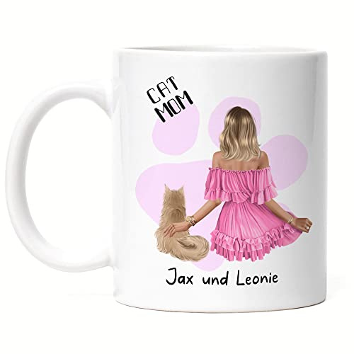 Kiddle-Design Katzenbesitzer Tasse Personalisiert Geschenk für Katzenmama Katzenliebhaber Katzenhalter Frau Cat Mom Katzenfreund Haustier & Herrchen