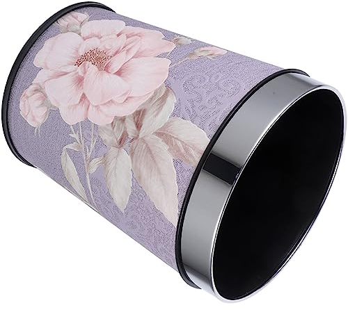 MAGICLULU Retro Waste Basket Multi-functional Trash Can for Bathroom Office and Living Room Stylish Design for Home Organization Floral Stainless Steel Container