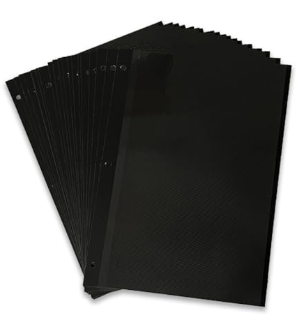 AIOR 30pcs Nachfüll Seiten für Leinen Fotoalben Selbstklebend 26x21cm (Schwarze Seite)