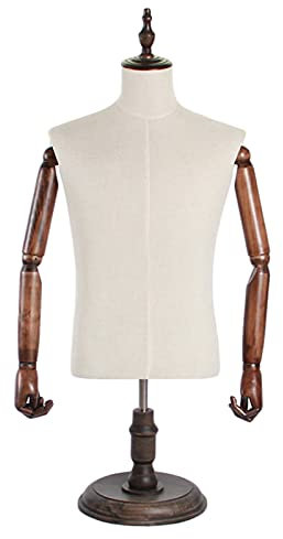 Männlicher Nähmannequin-Torso mit Armen und Ständer, Erwachsener Mann, Schneiderpuppe, Maniki für die Schaufensterauslage an der Theke, Dummy-Modell, höhenverstellbar (Size : L) Interesting