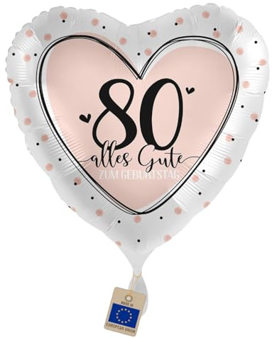 Folienballon 80 'Alles Gute' Ballon 80. Geburtstag Frauen -Made in EU- Glückwunsch Mama Oma Frau Freundin Luftballon Zahl 80 Creme