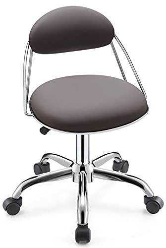 WEITOL Rollhocker, runder Sattelhocker, Stühle mit Rückenlehne, Verstellbarer ergonomischer Rollsitz für Klinik, Krankenhaus, Labor, Apotheke, Studio, Salon, Werkstatt, Büro und Zuhause