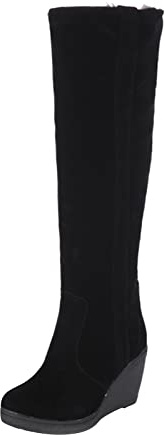biJerou Botas de invierno para mujer, botas altas con forro térmico de felpa, cálidas y cómodas, botas largas con plataforma de cuña, botas de nieve térmicas, botas de nieve para muslo, zapatos altos