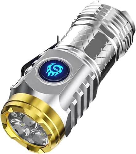NOTRYA Lampe de Poche de Monstre à Trois Yeux, Mini Lampe de Poche Monstre à Trois Yeux, Mini Lampe Torche avec 5 modes d'éclairage, Étanche Torche (Silver)