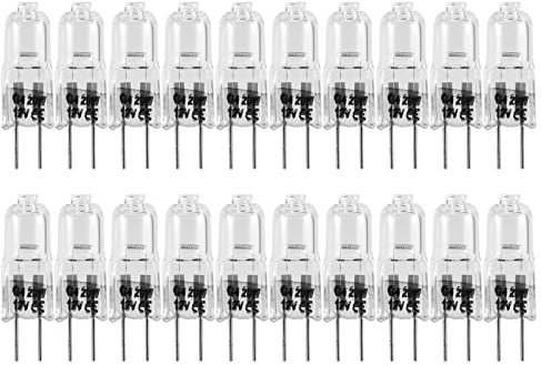 Karriter 20 Stück G4 Halogenlampen, 20 W, 12 V, -Leuchtmittel, 2-polig, klar, für Herdbeleuchtung, Signalleuchten, Schienen