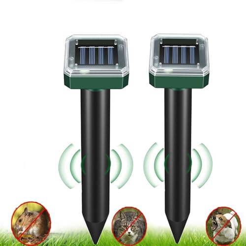 Solar Upgrade Maulwurfsabwehr für Rasenflächen, Maulwurfsabwehr solarbetrieben für den Garten, Maulwurfsentferner, Schlange, Wühlmaus, Erdhörnchen, Murmeltier (2 Stück)