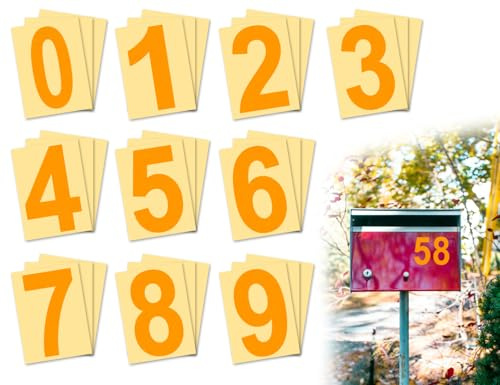 Emezddo 30 Stück Zahlen Aufkleber,Selbstklebend Vinyl Wasserdicht Sticker,Reflektieren Klebezahlen,Hausenummer,für Mülltonnen Behälter Briefkasten Adresse Nummer(Gold,0-9,10 * 4.8cm)