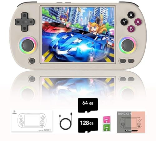 NULA RG40XX H Retro Handheld Spielkonsole, mit 13000+Spiele 64G+128G & RGB-Beleuchtung, 4,0-Zoll-IPS-Bildschirm Linux System Arcade ARM Cortex-A53, Support Bluetooth 5G WiFi Battle