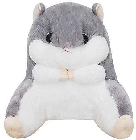 Comfy Plush Hamster Throw Pillow Bed/Sofa/Floor Backrest for Reading Gaming Watching TV Relieve Pain Lumbar Support Cushion Cute Chair Back Waist Pad for Young Women Girls Kids Sleep Relax Gifts