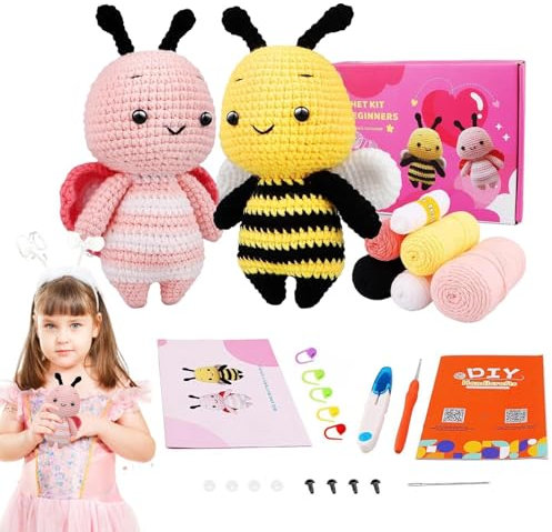 Häkelset für Anfänger, Tier-Strickset - Anfänger-Paket für Erwachsene, Schritt-für-Schritt-Video-Tutorials, Häkelset für Anfänger, Garn und Häkeln, Bastelset