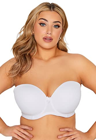 Yours Curve Moulded Underwired Full Cup Multiway Bra with Removable Straps - Women's - Plus Size Curve White