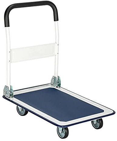 XCHSXYL Plattformwagen, Plattformwagen, Klappwagen mit Schwenk- und Bockrädern, beweglicher Handwagen aus Stahl für Lager und Fabrik, 150 kg maximale Tragkraft, Schiebewagen, Transportwagen