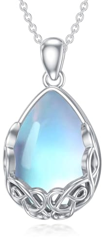 CHENGHONG Collana in argento Sterling 925 con ciondolo celtico con nodo celtico, gioielli irlandesi, regalo per donne e ragazze, /, Argento sterling, Pietra di luna