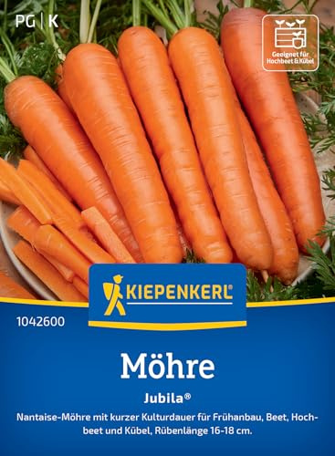 Kiepenkerl Möhrensamen Jubila® 1042600, Gemüsesaat | Rübenlänge von 16-18 cm, Inhalt für 15-20 laufende Meter