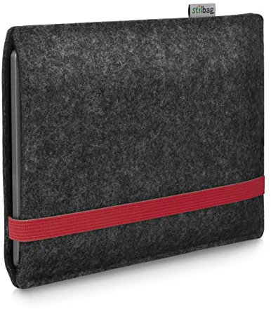 Stilbag Leon Étui de protection en feutre pour liseuse Amazon Kindle Paperwhite Kids – Couleur : anthracite/rouge – Fabriqué en Allemagne