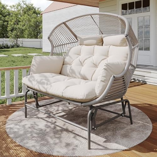 MOBETTRES Garten-Schaukelstuhlfür Zwei Personen, Patio Hängesessel, Outdoor Swing Egg Chair,Schwingsessel,Gartenschaukel, Verandaschaukeln für den Garten (Grau)