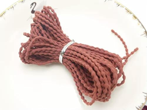 Cordon élastique Extensible de 10 mètres, 3 mm, pour Couture, Bande de Cheveux, Artisanat, 7#, Rouge et Marron