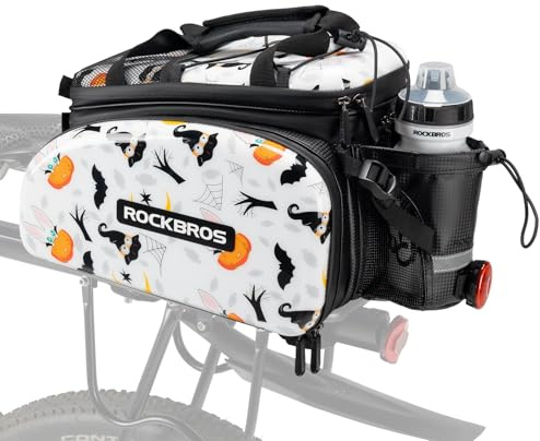 ROCKBROS Bike Rack Bag Waterproof, 17-35L Bike Bags for Rear Carrier | 2 in 1 Design, With Shoulder Straps and Water Bottle Holder, Reflective Strips, Black