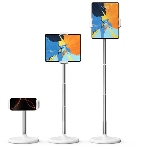 nediea Tablet Ständer für Tisch, Mini Tablet Bodenständer Halter für Sofa | 34.65 Zoll Höhen Verstellbarer Ständer für iPad, 360° Drehbar Tablett Halterung für iPad/iPhone/Samsung/Kindle oder