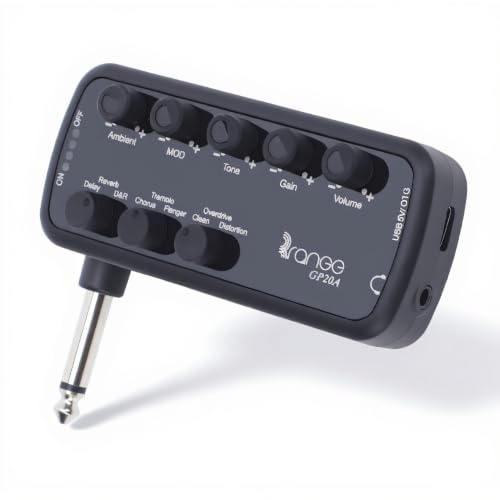 Pocket -Gitarren -Kopfhörerverstärker, E -Gitarren -Kopfhörerverstärker mit Verzerrung Overdrive -Verzögerung, Wiederaufladbarer Mini -Verstärker für Schlafzimmerpraxis, Chorus