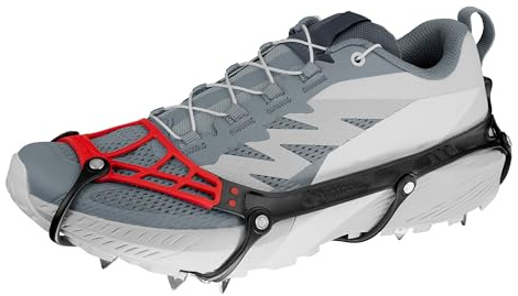 Kahtoola MICROspikes Ghost Winter Footwear Traction, Ultralight Ice Grips with 12 Spikes for Trail Running, Hiking & Walking on ICY & Mixed Terrain - Lava - Small