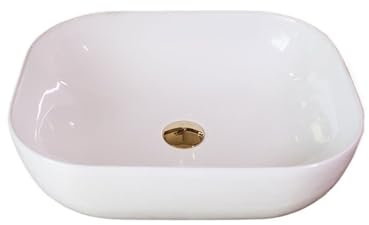YHxFlux Lavandino Bagno Lavabo da appoggio in Ceramica con Bordo Sottile 50 * 40 * 15 cm Lavandino da Bagno Semplice lavabo in Porcellana Bianca Senza Accessori Lavabo da Appoggio
