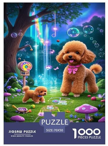 Puzzles Teacup Poodle 1000 Piece Challenge Game for Adults,Dreamy Forest Scene Impossible Jigsaw Puzzles 1000 Pieces Educational Games for Adults Or Families 70x50cm/1000pcs