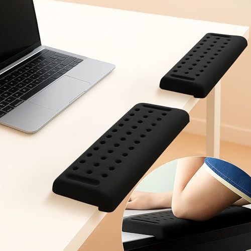 2PCS Handballenauflage Tastatur, L-förmige Armauflage Schreibtisch 30x10cm | Ergonomische Handgelenkauflage Memory-Schaum, Rutschfeste Schreibtischunterlage mit Kantenschutz für Unterarm & Ellbogen