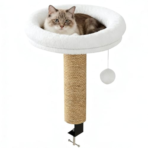 Amaca per gatti per scrivania, girevole a 360°, antigraffio, regolabile, per interni, casa, davanzale, camera da letto, soggiorno, balcone, libreria, posto di lavoro