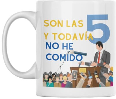 LA CASA DE LAS TAZAS® Son las Cinco y todavía no he comido - Taza Graciosa, Regalos Graciosos - Tazas Graciosas - Regalo Original, Chistes Adultos; Tazas Originales para Regalar (Son las cinco color)