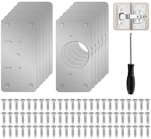 Hinge Repair Plate,12Pcs Hinge Repair Plate Kit, Stainless Steel Cabinet Door Fixing Set