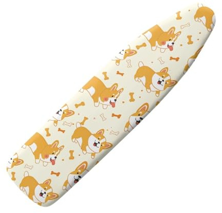 Copri Asse da StiroCane Giallo Copriasse da Stiro Riflettente al Calore per Stiratura Rapida Mollettone Copertura Copri Ferro da Stiro Universale Montaggio Facile 120x40cm