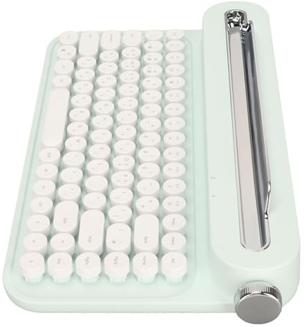 HUSHUI Vintage Keyboard, 86 Keys Portable Wireless Keyboard with Integrated Stand for Smartphone Tablet, Compatible with iOS (Green)