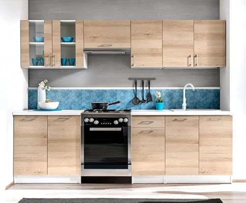 Genérico Muebles de Cocina Completa Nika Roble Artisan 260/200 cm sin encimera