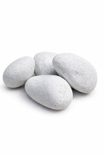 Piedra de marmol premium Canto rodado 60-100 mm Blanco Puro (20 kg)