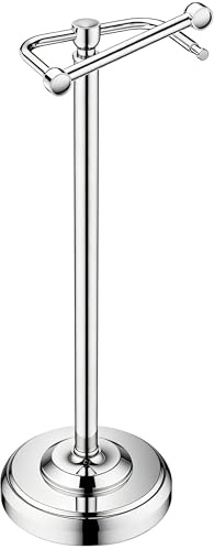 WZKALY Toilet Roll Holder Free Standing Stainless Steel,Heavy Base,Chrome | Toilet Paper Holder Stand with Heavy Weighted Anti-Slip Base for Bathroom