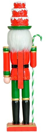 38 cm de alto, muñeco de cascanueces verde y rojo, adorno de Navidad para estanterías, mantel, cascanueces de Navidad, soldado