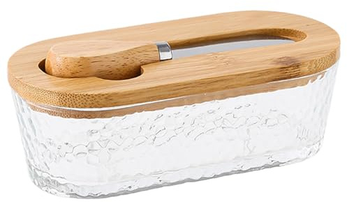 FVPKYUR Recipiente para Mantequilla | 300ml Transparente Hermético Cuadrado Estilo Antiguo - Mantequillera con Tapa para Encimera,Para hogar, cocina, picnic, viaje, , encimera, verduras y frutas