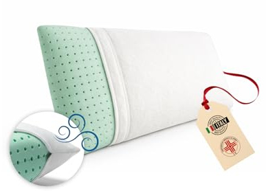 B M Cuscino Cervicale per Dormire Memory Foam – Cuscino per Cervicale Ortopedico – Guanciale Ergonomico Supporto Collo e Testa – Federa Traspirante Ipoallergenica Lavabile – Made in Italy
