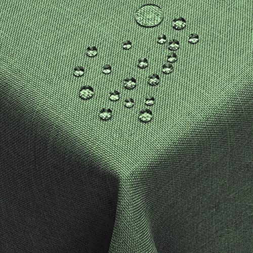 DecoHomeTextil Leinen Optik Tischdecke, Quadratisch 110 x 110 cm Dunkelgrün, wasserabweisend, fleckenabweisend, abwaschbar, Lotuseffekt, bügelfrei
