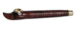 bong-discount Handpfeife, Pur-Pfeife, HOLZ-Pfeife | 115 mm | SHISHAM-Holz, silber/gold | 'Cuts in Wood' Medwakh, kleines Köpfchen, für iranischen Dokha-Tabak
