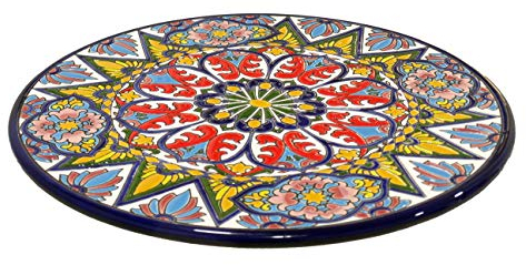 Grabado y Cerámica Española Platos Decorativos para Pared, Pintados a Mano con la técnica de la Cuerda Seca. Cerámica Andaluza 32 cm.53201