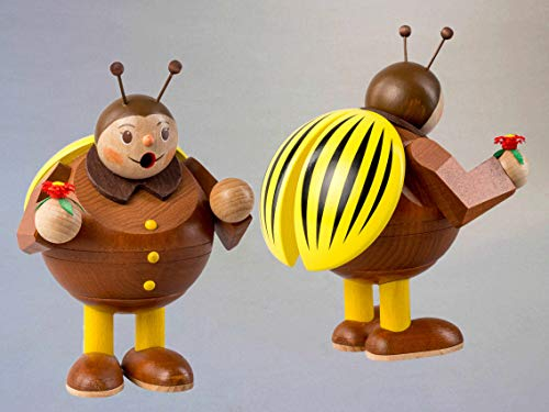 Richard Glässer Seiffen Räucherfigur Käfer, braun gelb, Höhe 15 cm