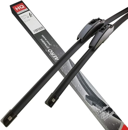 HQ Automotive Front Wiper Blades for Renault Kadjar 2017 onwards | 2-piece front set, 26 in + 18 in, pre-installed J-hook, graphite-coated natural rubber, rain sensor ready
