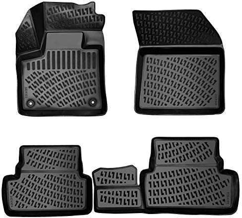 Rizline Passgenau 3D Fussmatten Auto Kompatibel mit Skoda Superb II 3T 2008-2014 Auto Zubehör 1. und 2. Reihe Gummimatten Autos TPE Allwetter Geruchlos rutschfest Vorne & Hinten Schwarz