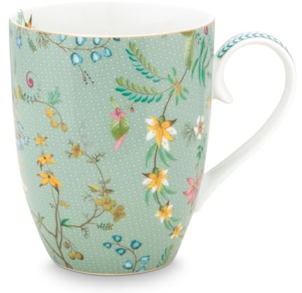 Pip Studio Jolie Flowers Blue Becher mit Henkel Gross 0,35 l