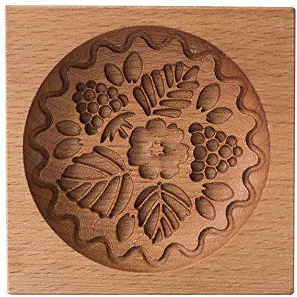 Wooden , flower mould, gingerbread mooncake mould, baking decoration, brown