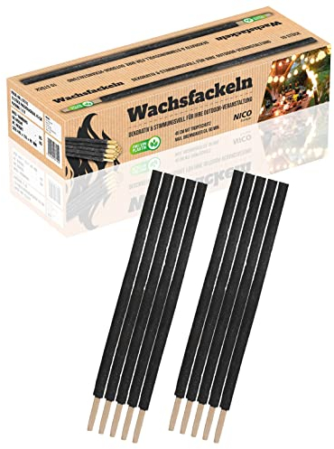 Nico Feuerwerk® 10 fiaccole in cera di alta qualità con protezione per le mani per adulti e bambini, torcia da giardino per feste, eventi, escursioni notturne